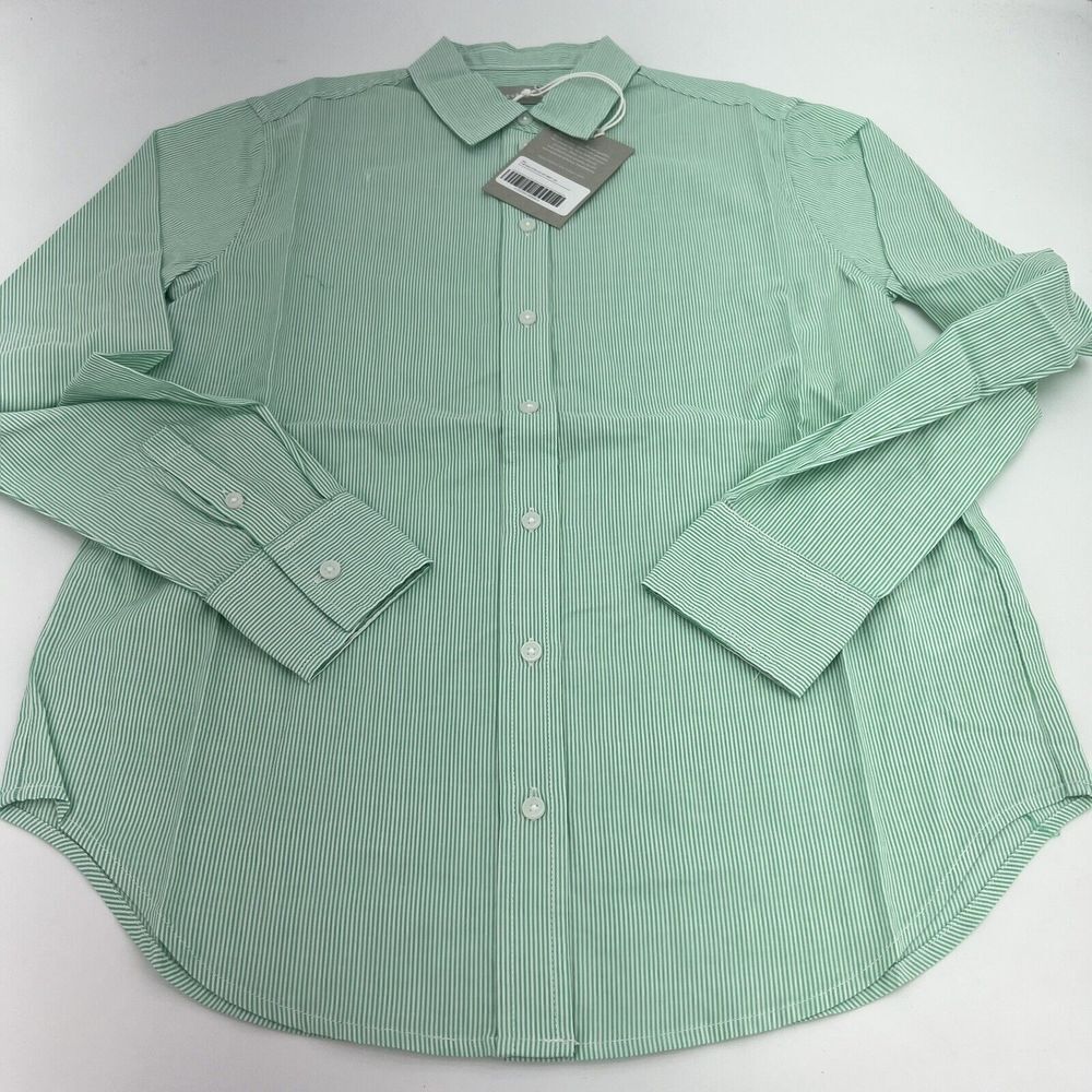 Everlane Women's The Relaxed Oxford Shirt Sz 00 Mint Green & White Stripe NWT